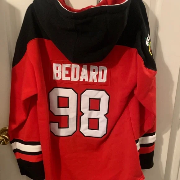 Men's Red and Black Hockey Hoodie